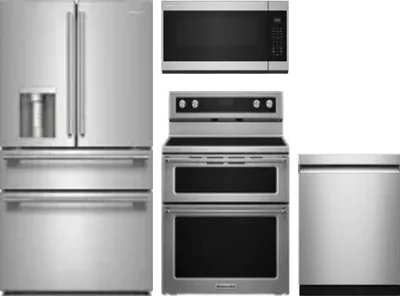 4 Piece Package Includes Refrigerator, Range, Microwave And Dishwasher