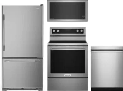 4 Piece Package Includes Refrigerator, Range, Microwave And Dishwasher