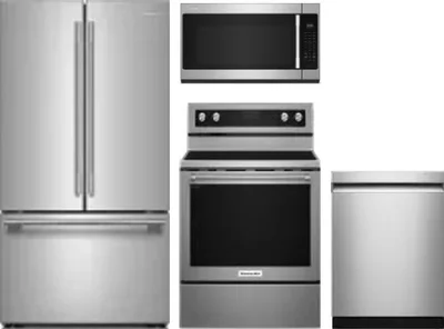 4 Piece Package Includes Refrigerator, Range, Microwave And Dishwasher