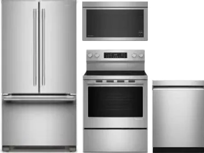 4 Piece Package Includes Refrigerator, Range, Microwave And Dishwasher