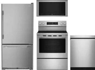 4 Piece Package Includes Refrigerator, Range, Microwave And Dishwasher