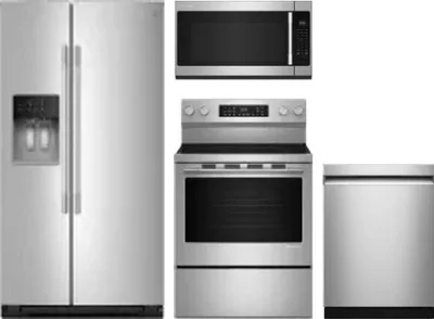4 Piece Package Includes Refrigerator, Range, Microwave And Dishwasher