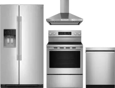 4 Piece Package Includes Refrigerator, Range, Hood And Dishwasher