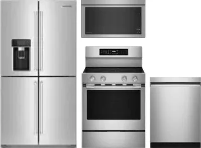 4 Piece Package Includes Refrigerator, Range, Microwave And Dishwasher