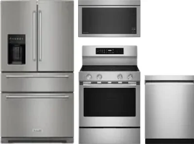 4 Piece Package Includes Refrigerator, Range, Microwave And Dishwasher