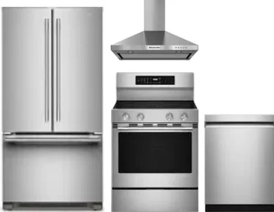 4 Piece Package Includes Refrigerator, Range, Hood And Dishwasher