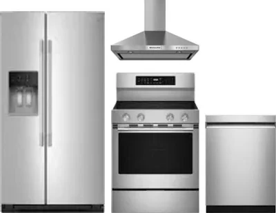 4 Piece Package Includes Refrigerator, Range, Hood And Dishwasher