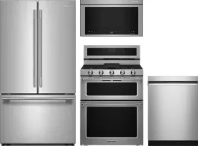 4 Piece Package Includes Refrigerator, Range, Microwave And Dishwasher