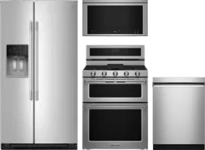 4 Piece Package Includes Refrigerator, Range, Microwave And Dishwasher