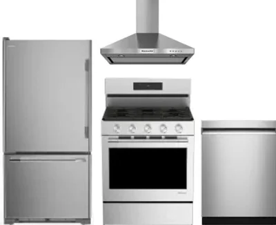 4 Piece Package Includes Refrigerator, Range, Hood And Dishwasher