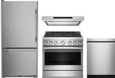 4 Piece Package Includes Refrigerator, Range, Hood And Dishwasher