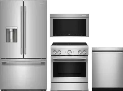 4 Piece Package Includes Refrigerator, Range, Microwave And Dishwasher