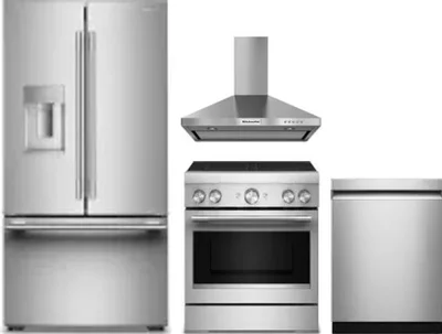 4 Piece Package Includes Refrigerator, Range, Hood And Dishwasher