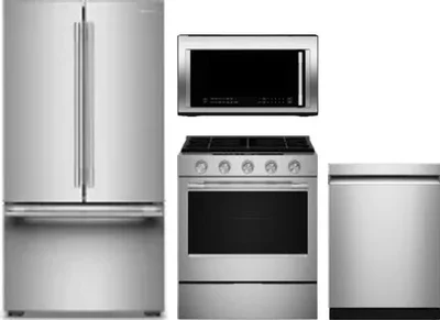 4 Piece Package Includes Refrigerator, Range, Microwave And Dishwasher