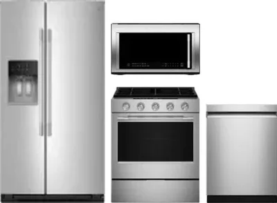 4 Piece Package Includes Refrigerator, Range, Microwave And Dishwasher