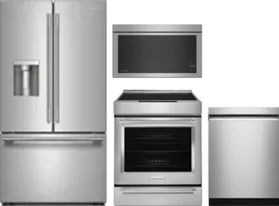 4 Piece Package Includes Refrigerator, Range, Microwave And Dishwasher
