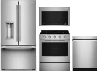 4 Piece Package Includes Refrigerator, Range, Microwave And Dishwasher