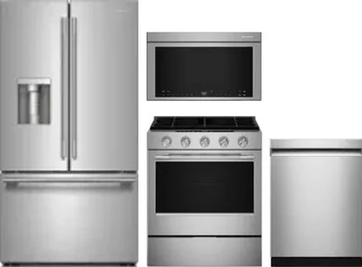 4 Piece Package Includes Refrigerator, Range, Microwave And Dishwasher