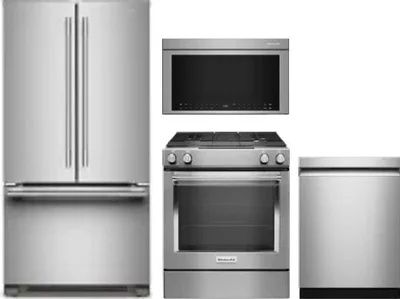 4 Piece Package Includes Refrigerator, Range, Microwave And Dishwasher