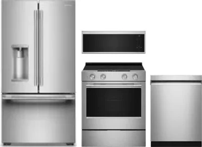 4 Piece Package Includes Refrigerator, Range, Microwave And Dishwasher