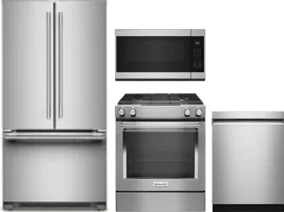 4 Piece Package Includes Refrigerator, Range, Microwave And Dishwasher