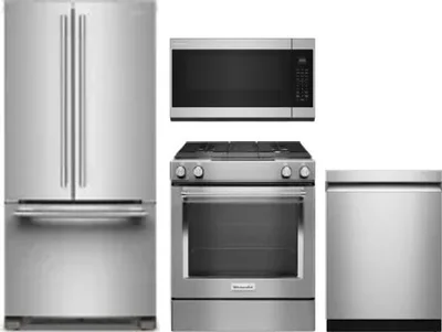4 Piece Package Includes Refrigerator, Range, Microwave And Dishwasher