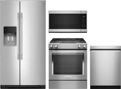 4 Piece Package Includes Refrigerator, Range, Microwave And Dishwasher