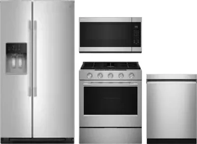 4 Piece Package Includes Refrigerator, Range, Microwave And Dishwasher
