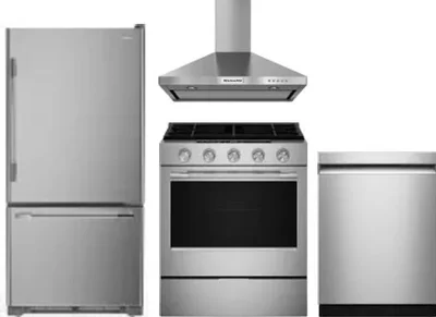 4 Piece Package Includes Refrigerator, Range, Hood And Dishwasher