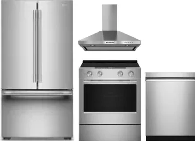 4 Piece Package Includes Refrigerator, Range, Hood And Dishwasher