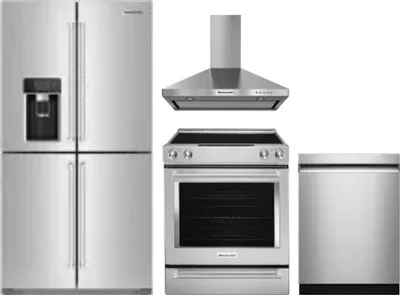 4 Piece Package Includes Refrigerator, Range, Hood And Dishwasher