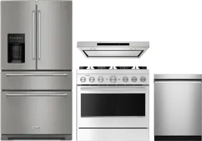 4 Piece Package Includes Refrigerator, Range, Hood And Dishwasher