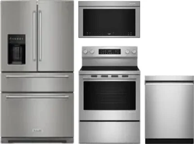 4 Piece Package Includes Refrigerator, Range, Microwave And Dishwasher