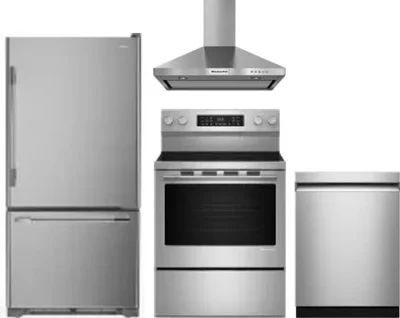 4 Piece Package Includes Refrigerator, Range, Hood And Dishwasher