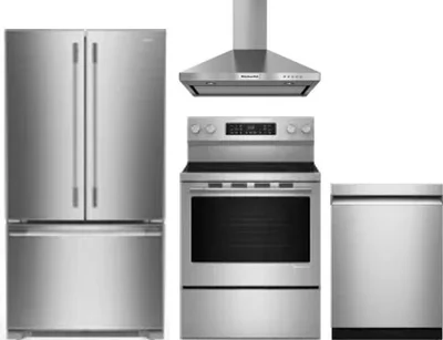 4 Piece Package Includes Refrigerator, Range, Hood And Dishwasher