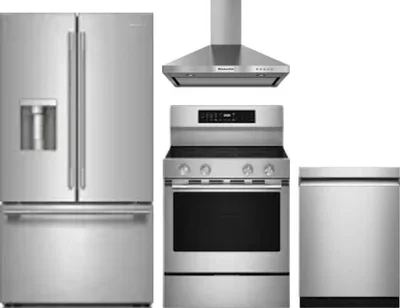 4 Piece Package Includes Refrigerator, Range, Hood And Dishwasher