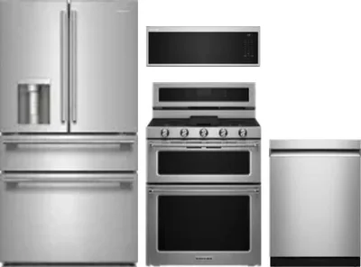 4 Piece Package Includes Refrigerator, Range, Microwave And Dishwasher
