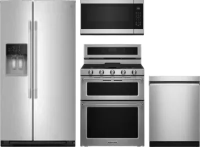 4 Piece Package Includes Refrigerator, Range, Microwave And Dishwasher