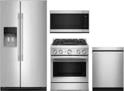 4 Piece Package Includes Refrigerator, Range, Microwave And Dishwasher