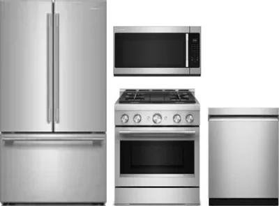 4 Piece Package Includes Refrigerator, Range, Microwave And Dishwasher