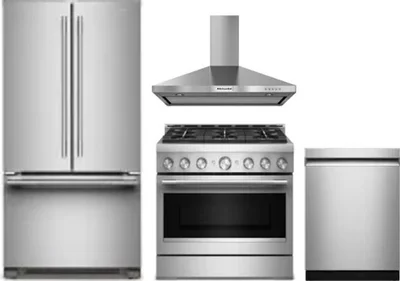 4 Piece Package Includes Refrigerator, Range, Hood And Dishwasher