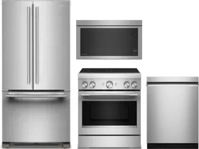 4 Piece Package Includes Refrigerator, Range, Microwave And Dishwasher