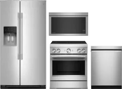 4 Piece Package Includes Refrigerator, Range, Microwave And Dishwasher