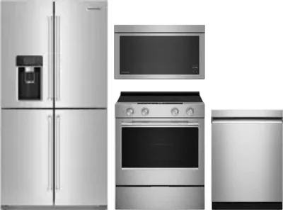 4 Piece Package Includes Refrigerator, Range, Microwave And Dishwasher