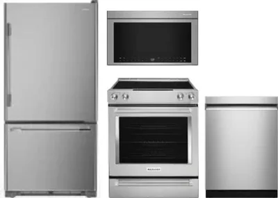 4 Piece Package Includes Refrigerator, Range, Microwave And Dishwasher