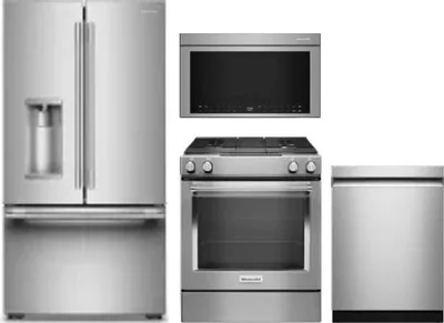 4 Piece Package Includes Refrigerator, Range, Microwave And Dishwasher