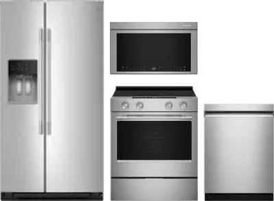 4 Piece Package Includes Refrigerator, Range, Microwave And Dishwasher