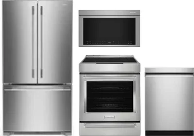 4 Piece Package Includes Refrigerator, Range, Microwave And Dishwasher