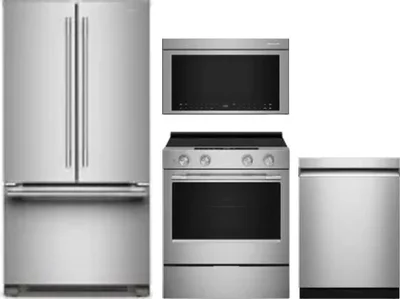 4 Piece Package Includes Refrigerator, Range, Microwave And Dishwasher