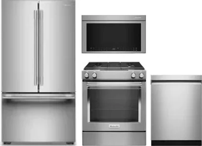 4 Piece Package Includes Refrigerator, Range, Microwave And Dishwasher